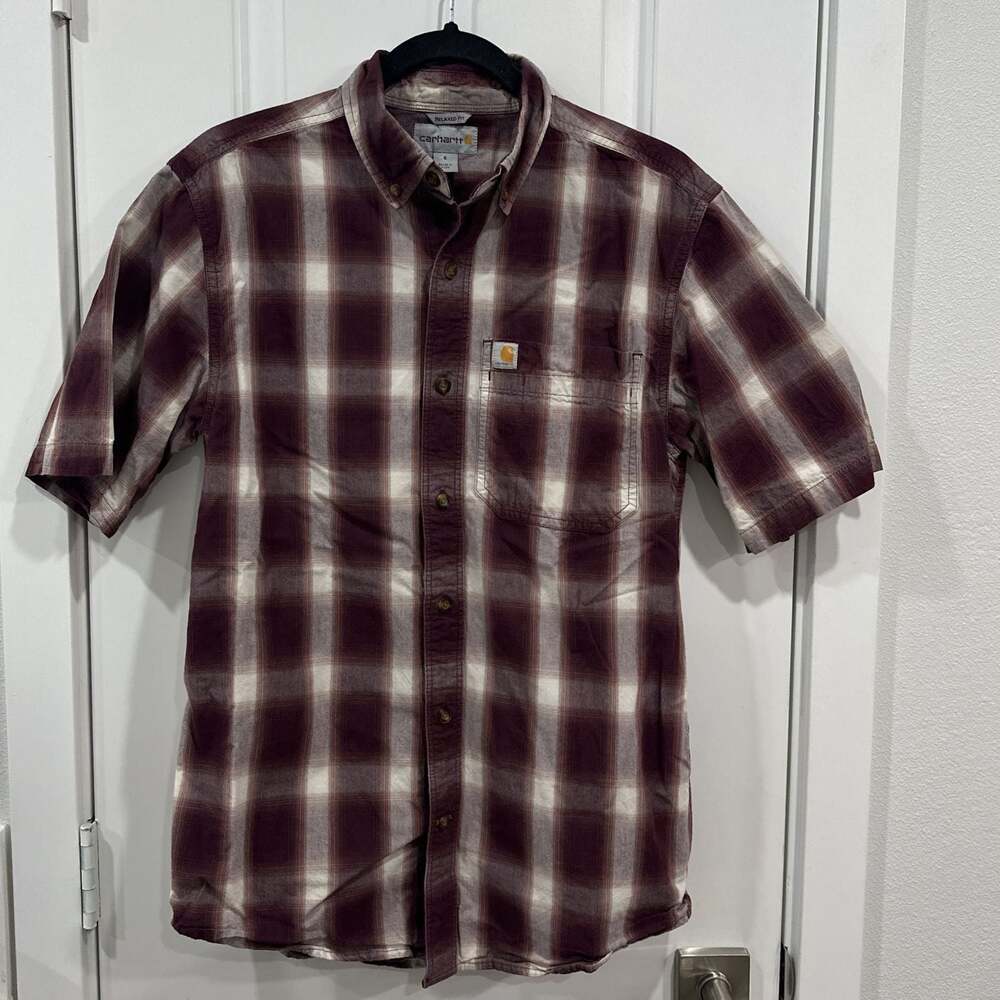 Carhartt Relaxed Fit Short Sleeve Button Down Plaid Shirt